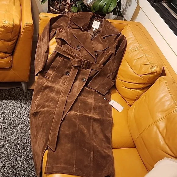 Corrin Faux Suede Trench Coat - Picture 14 of 16